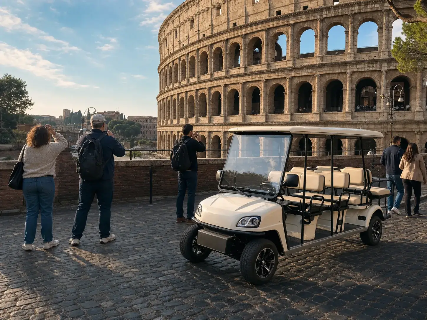 Colosseum from a cart vantage point in the centro storico